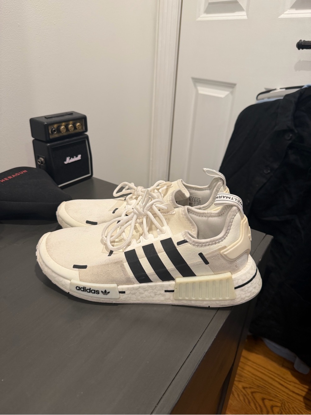 adidas Off-White and Black NMD R1 Sneakers